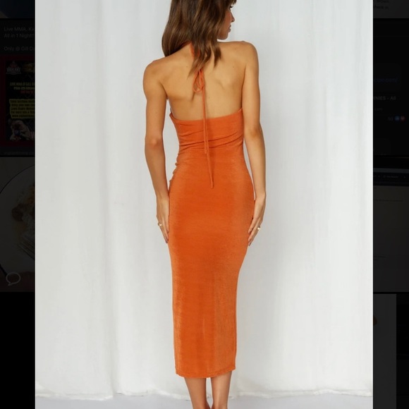 No Bad Vibes Midi Dress Orange - Picture 4 of 4